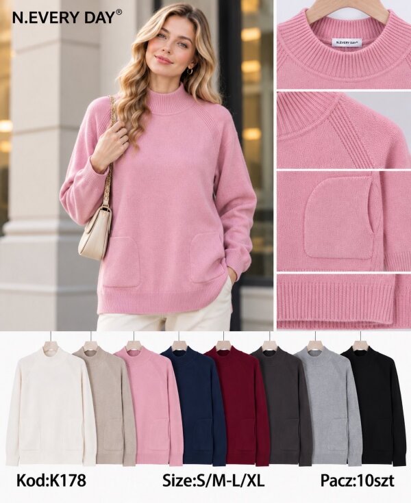 Swetry damskie Roz S/M-L/XL, Mix Kolor .Paczka 10 szt