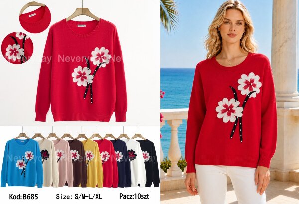 Swetry damskie Roz S/M-L/XL, Mix Kolor .Paczka 10 szt