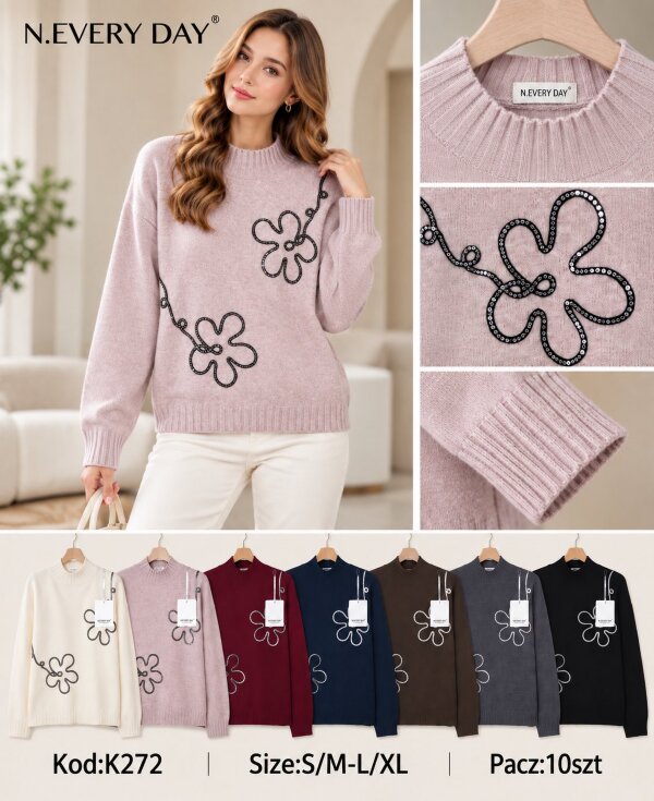 Swetry damskie Roz S/M-L/XL, Mix Kolor .Paczka 10 szt