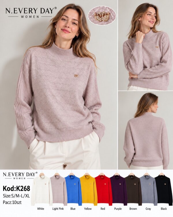 Swetry damskie Roz S/M-L/XL, Mix Kolor .Paczka 10 szt
