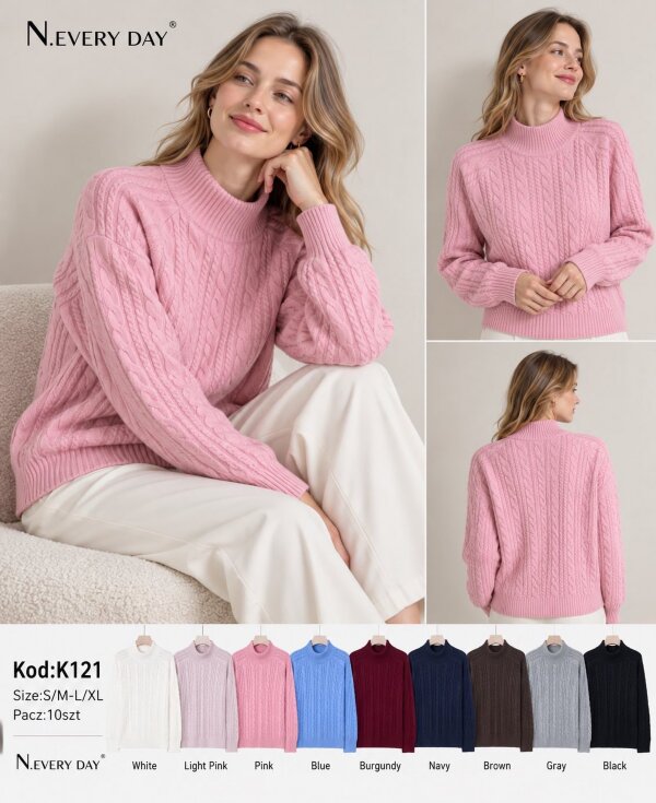 Swetry damskie Roz S/M-L/XL, Mix Kolor .Paczka 10 szt