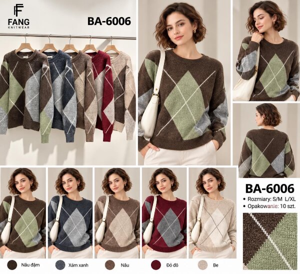 Swetry damskie Roz S/M-L/XL, Mix Kolor .Paczka 10 szt