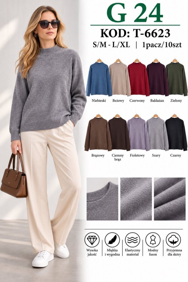 Swetry damskie Roz S/M-L/XL, Mix Kolor .Paczka 10 szt