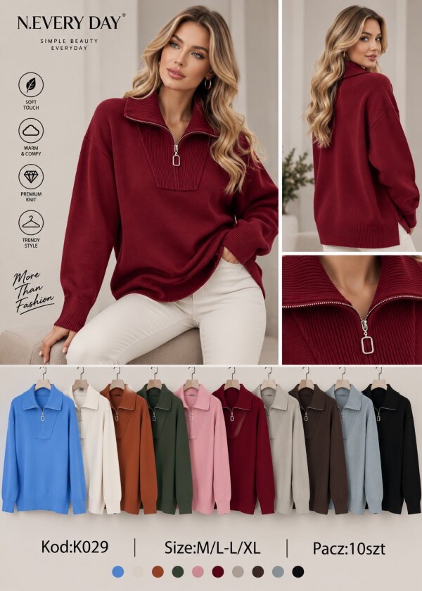 Swetry damskie Roz S/M-L-XL, Mix Kolor .Paczka 10 szt