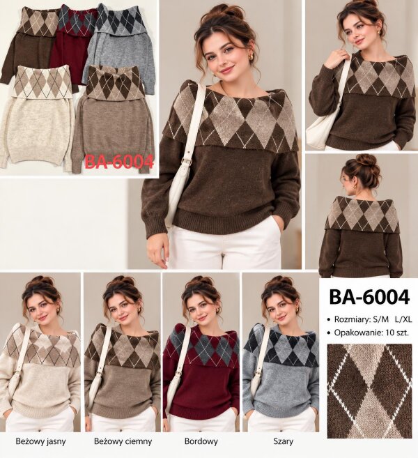 Swetry damskie Roz S/M-L/XL, Mix Kolor .Paczka 10 szt