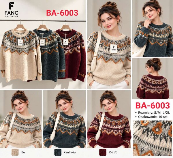 Swetry damskie Roz S/M-L/XL, Mix Kolor .Paczka 10 szt