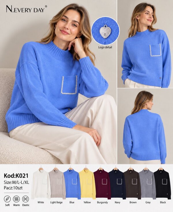 Swetry damskie Roz S/M-L/XL, Mix Kolor .Paczka 10 szt