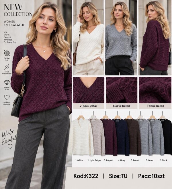 Swetry damskie Roz Standard, Mix Kolor .Paczka 10 szt