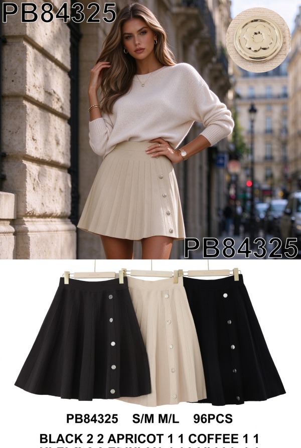 Spódnice damskie (Francja produkt) Roz S/M-M/L, Mix Kolor .Paczka 8 szt