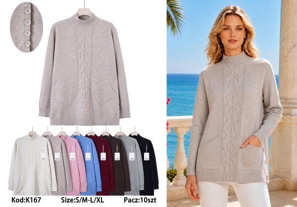 Swetry damskie Roz S/M-L/XL, Mix Kolor .Paczka 10 szt