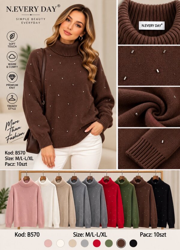 Swetry damskie Roz S/M-L/XL, Mix Kolor .Paczka 10 szt