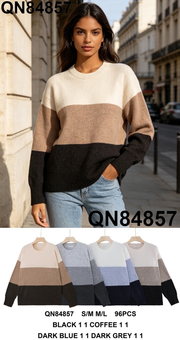 Swetry damskie (Francja produkt) Roz S/M-M/L, Mix Kolor .Paczka 8 szt