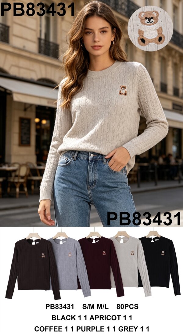 Swetry damskie (Francja produkt) Roz S/M-M/L, Mix Kolor .Paczka 10 szt