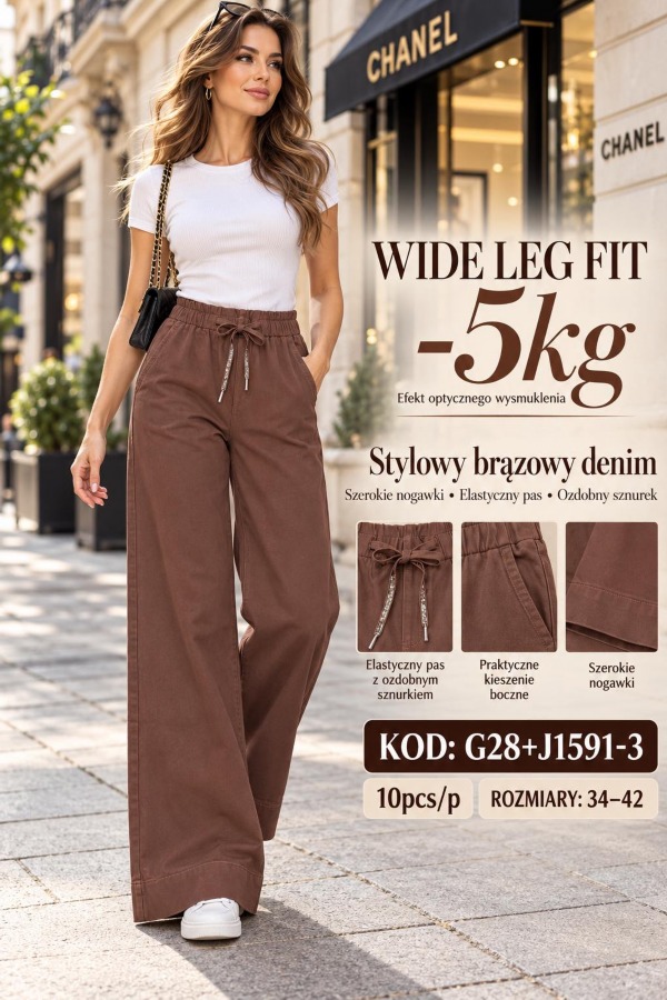 Spodnie damskie jeansy Roz 34-42, 1 Kolor Paczka 10 szt