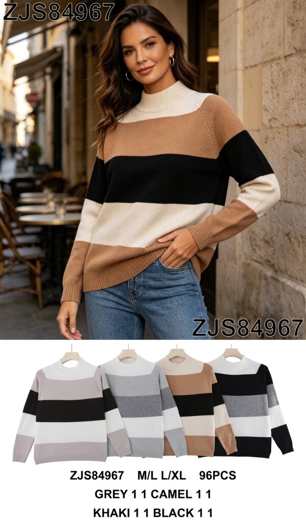 Swetry damskie (Francja produkt) Roz M/L-L/XL, Mix Kolor .Paczka 8 szt