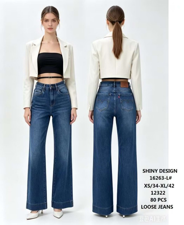 Spodnie damskie jeansy Roz XS-XL, 1 Kolor Paczka 10 szt