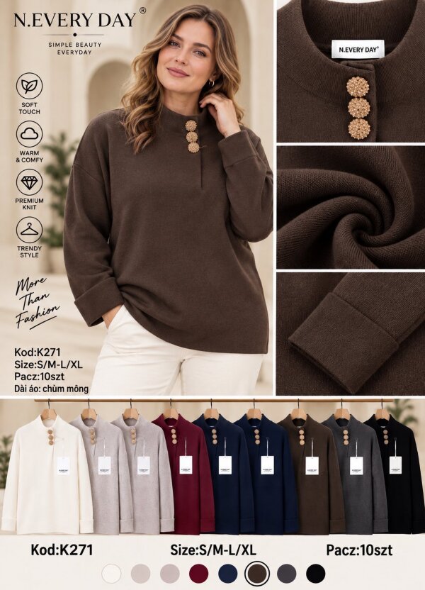 Swetry damskie Roz S/M-L/XL, Mix Kolor .Paczka 10 szt