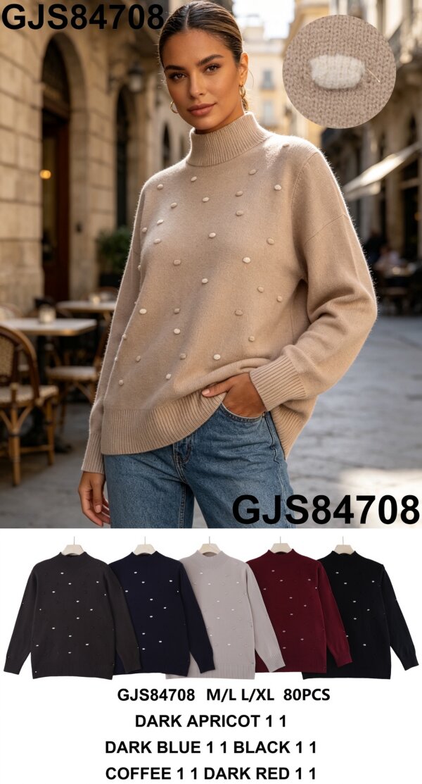 Swetry damskie (Francja produkt) Roz M/L-L/XL, Mix Kolor .Paczka 8 szt