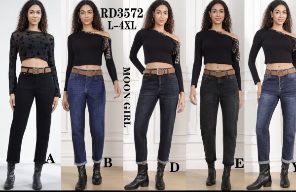 Spodnie damskie jeansy Roz L-4XL, 1 Kolor Paczka 10 szt