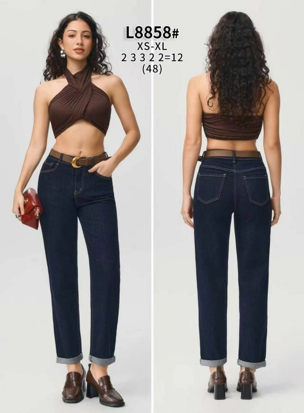 Spodnie damskie jeansy Roz XS-XL, 1 Kolor Paczka 12 szt