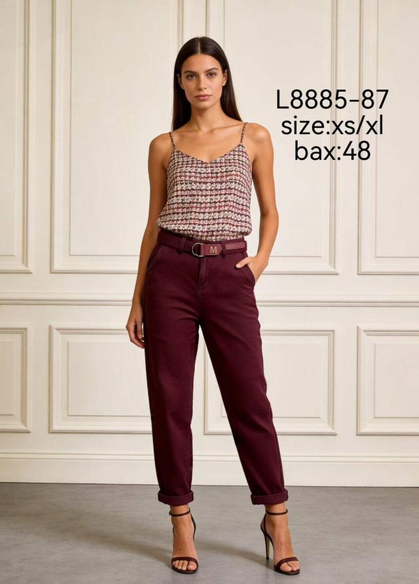 Spodnie damskie jeansy Roz XS-XL, 1 Kolor Paczka 12 szt