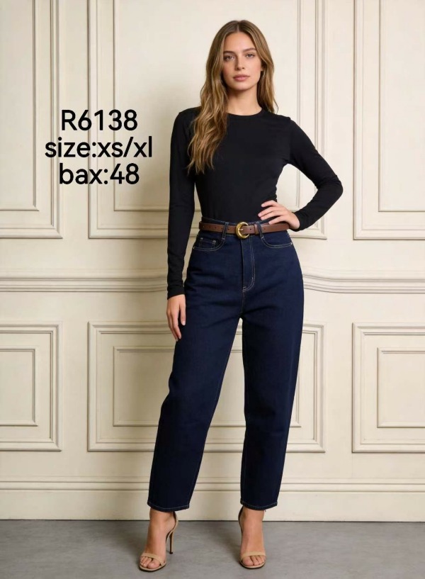 Spodnie damskie jeansy Roz XS-XL, 1 Kolor Paczka 12 szt
