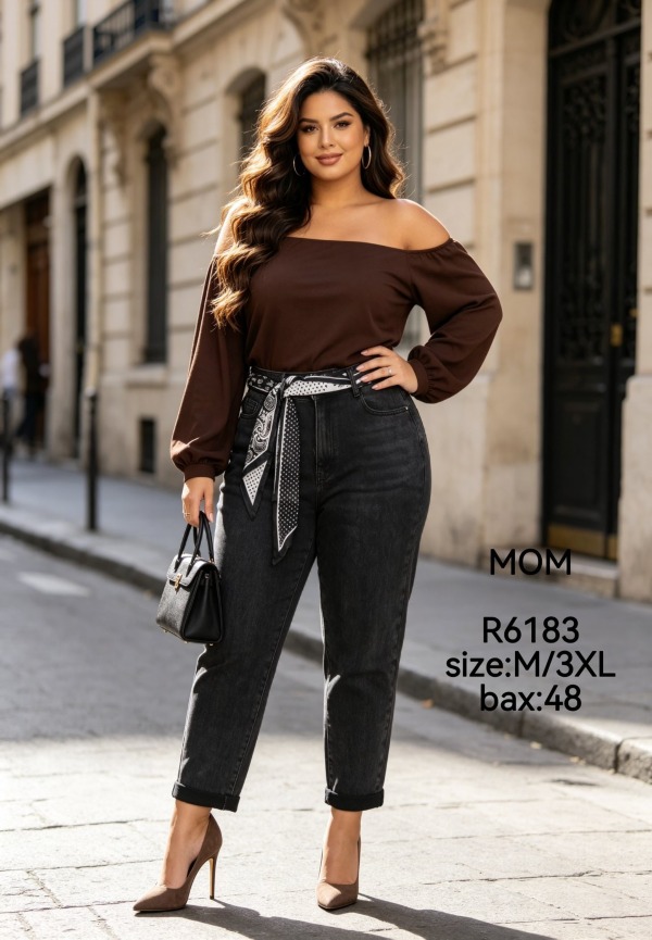 Spodnie damskie jeansy Roz M-3XL, 1 Kolor Paczka 12 szt