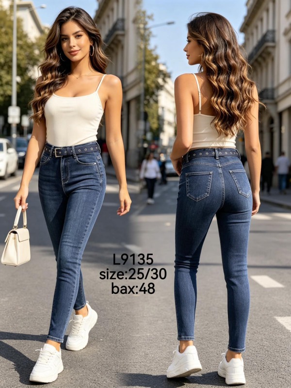 Spodnie damskie jeansy Roz 25-30, 1 Kolor Paczka 12 szt