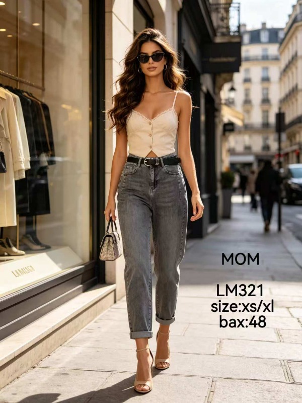 Spodnie damskie jeansy Roz XS-XL, 1 Kolor Paczka 12 szt