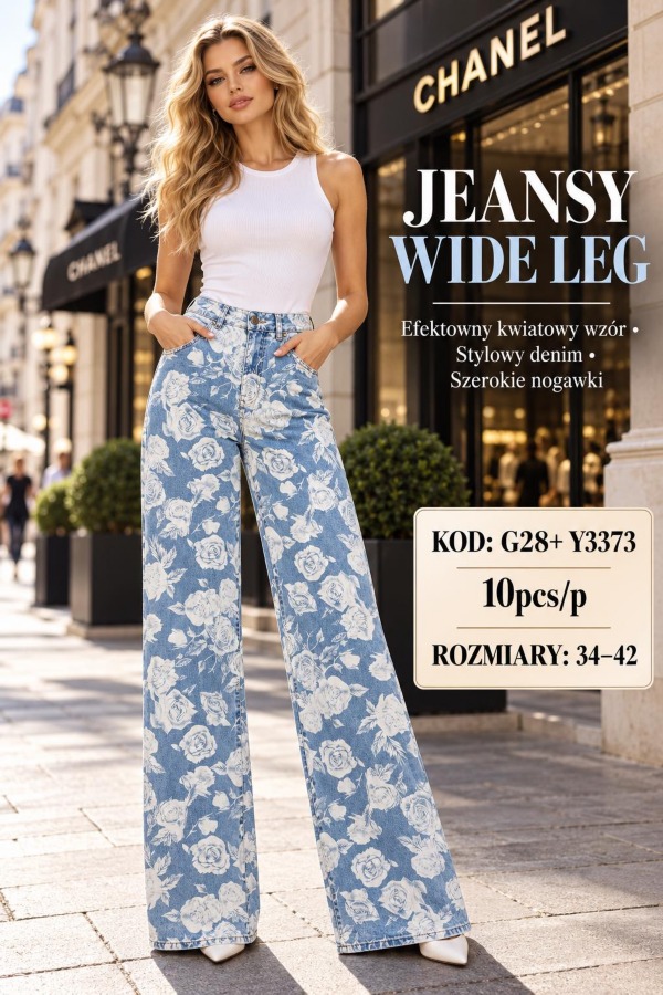 Spodnie damskie jeansy Roz 34-42, 1 Kolor Paczka 10 szt