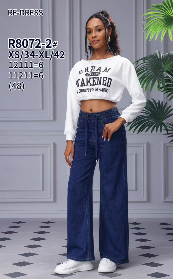 Spodnie damskie jeansy Roz XS-XL, 1 Kolor Paczka 12 szt