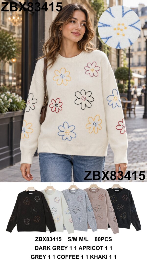 Swetry damskie (Francja produkt) Roz S/M-M/L, Mix Kolor .Paczka 10 szt