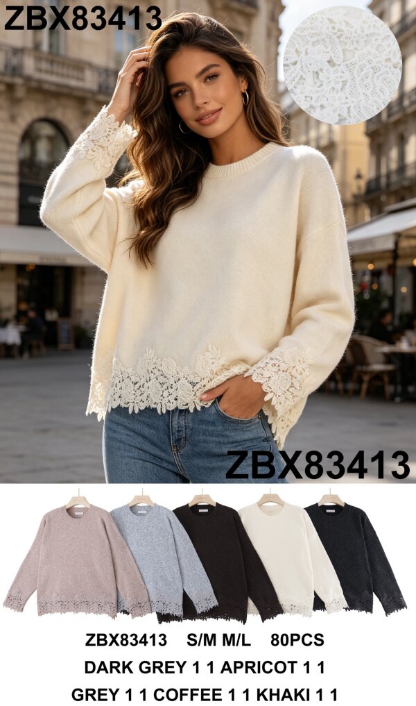 Swetry damskie (Francja produkt) Roz S/M-M/L, Mix Kolor .Paczka 10 szt