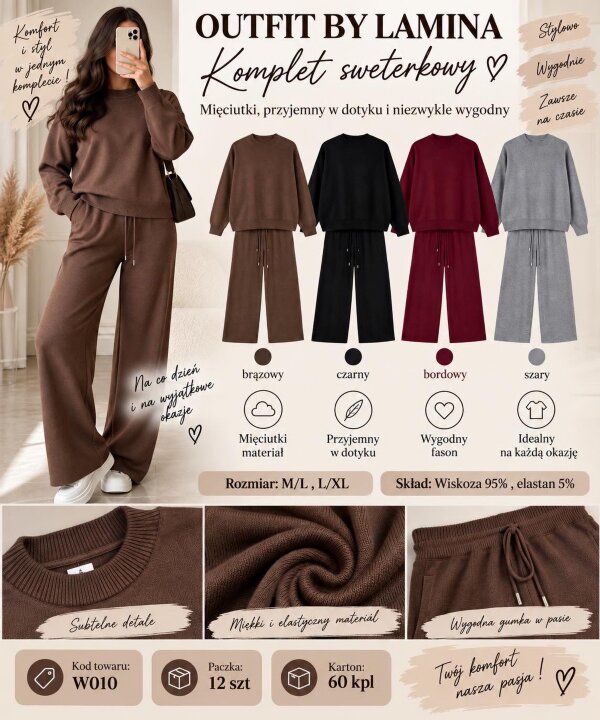 Komplet damskie Roz M/L-L/XL, 1 Kolor , Paszka 12 szt
