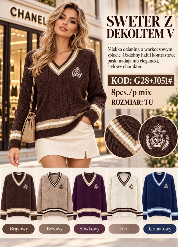 Swetry damskie Roz Standard, Mix Kolor .Paczka 8 szt
