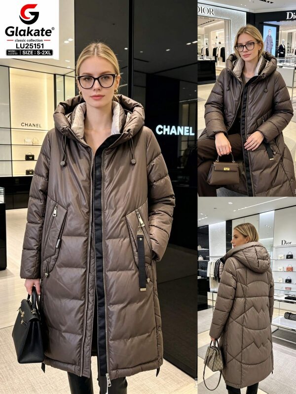 Plaszcze damskie zimowe Roz S-2XL, 1 Kolor Paczka 5 szt