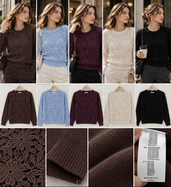 Swetry damskie Roz S/M-M/L, Mix Kolor .Paczka 10 szt