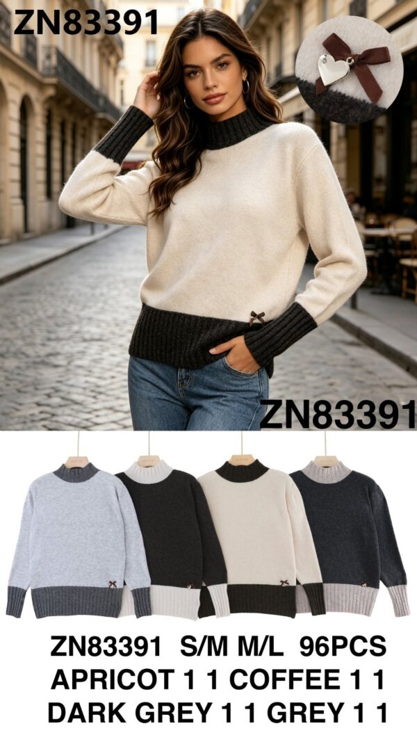 Swetry damskie (Francja produkt) Roz S/M-M/L, Mix Kolor .Paczka 10 szt
