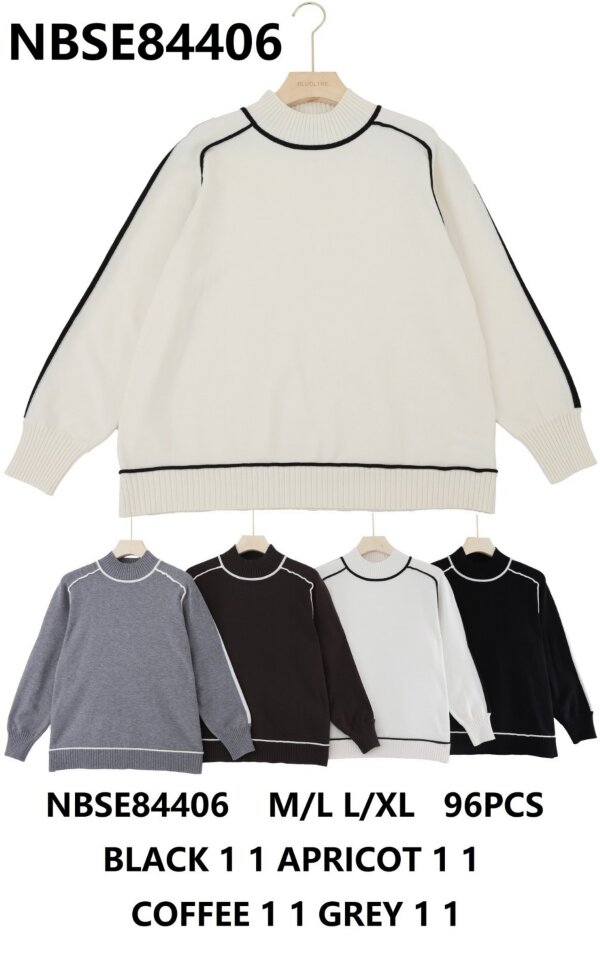 Swetry damskie (Francja produkt) Roz S/M-M/L, Mix Kolor .Paczka 10 szt