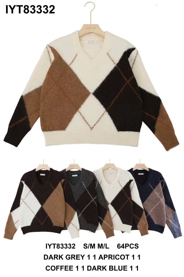 Swetry damskie (Francja produkt) Roz S/M-M/L, Mix Kolor .Paczka 8 szt