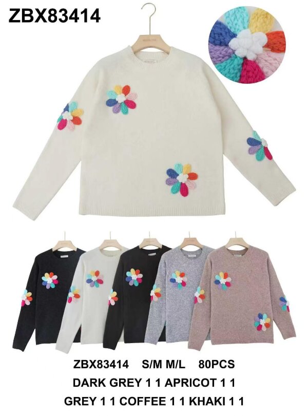 Swetry damskie (Francja produkt) Roz S/M-M/L, Mix Kolor .Paczka 10 szt