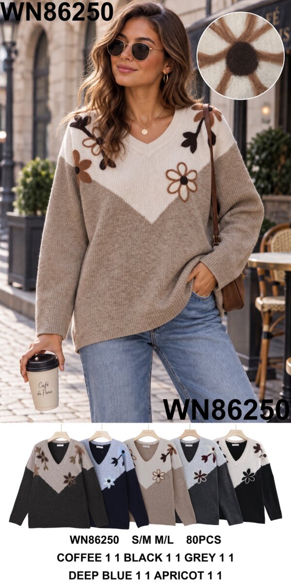 Swetry damskie (Francja produkt) Roz S/M-M/L, Mix Kolor .Paczka 10 szt