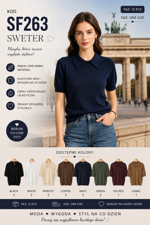 Swetry damskie Roz Standard, Mix Kolor Paczka 12 szt