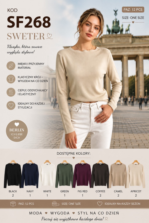 Swetry damskie Roz Standard, Mix Kolor Paczka 12 szt