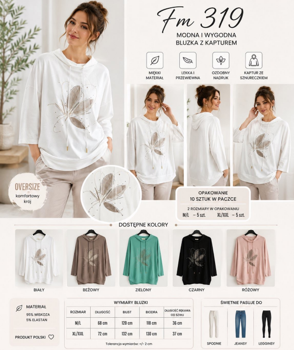 Bluzy damskie Roz M-2XL, Mix Kolor Paczka 5 szt