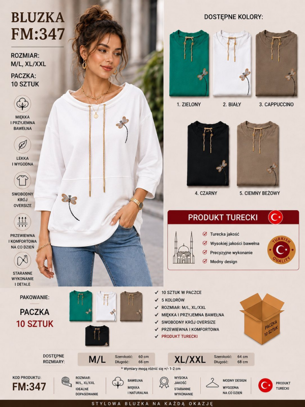 Bluzki damskie Roz M-2XL, Mix Kolor Paczka 10 szt