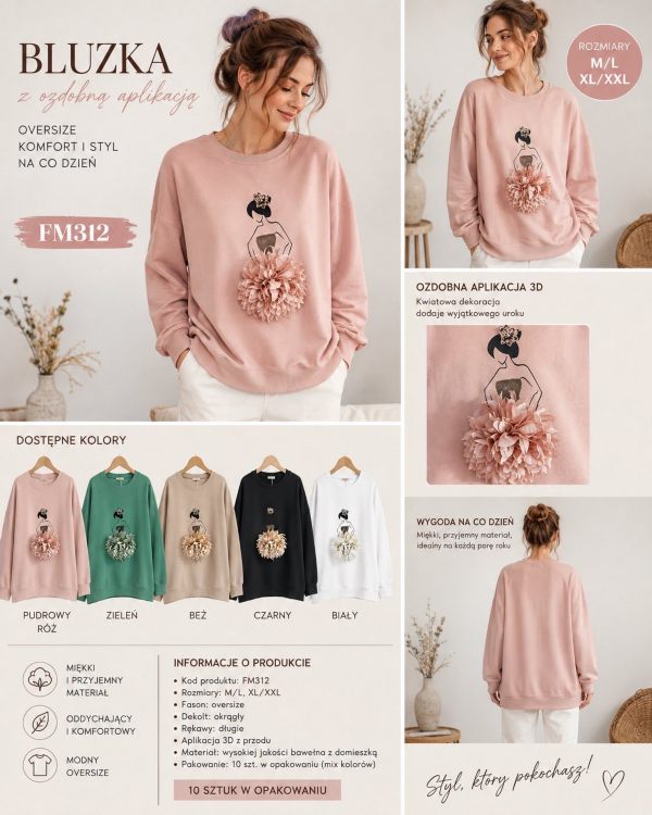 Bluzki damskie Roz Standard, Mix Kolor Paczka 10 szt