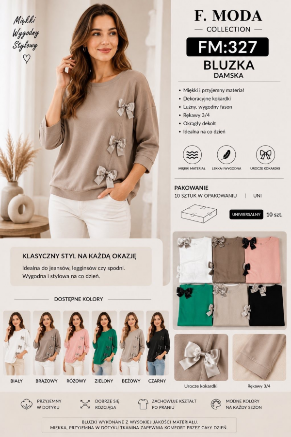 Bluzki damskie Roz Standard, Mix Kolor Paczka 10 szt