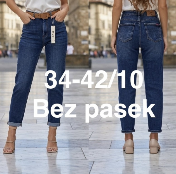 Spodnie damskie jeansy Roz 34-42, 1 Kolor Paczka 10 szt