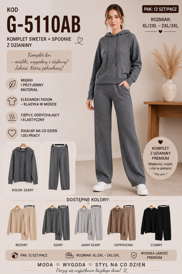 Komplet damskie Roz XL-3XL, Mix Kolor Paczka 12 szt